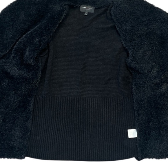 Romeo & Juliet Couture Large Faux Fur & Suede Black Cardigan - Picture 9 of 10